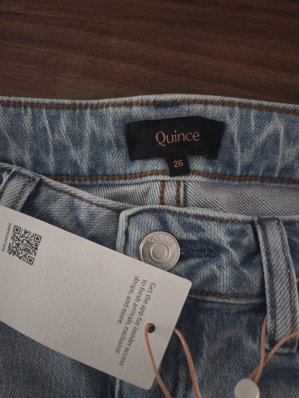 Quince Women's Jeans 26x28 Bella Stretch Relaxed Straight Cool Blue 90s Inspired